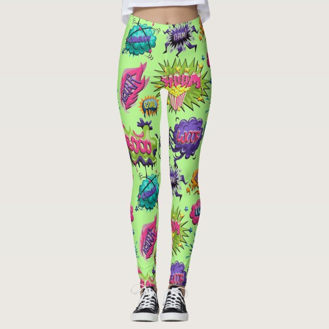 Legging Bolhas de banda desenhada divertida (Frente)