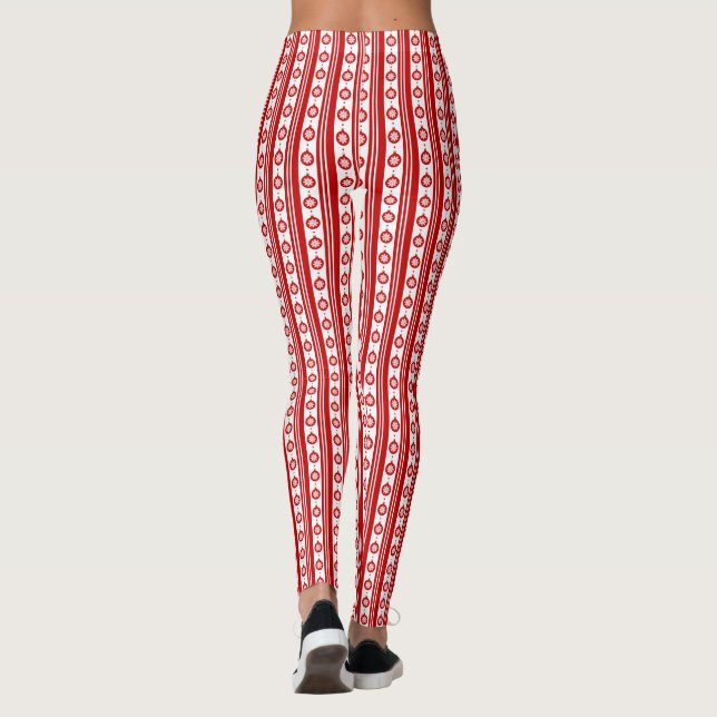 Legging Bolhas de Natal Vermelhas e Brancas com Flocos de  (Verso)