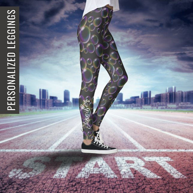 Legging Bolhas de sabão | Com seu nome ou TEXTO, yoga (Criador carregado)