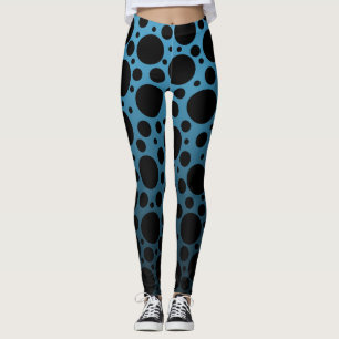 Legging Bolinhas Aleatórias - Pavão Azul para Preto Grad