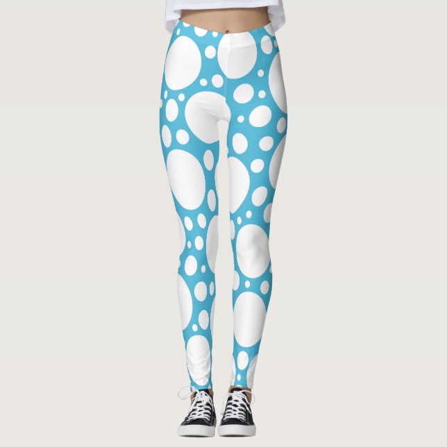 Legging Bolinhas Azul Claro (Frente)