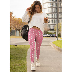 Legging Bolinhas brancas cor-de-rosa, padrão, moda