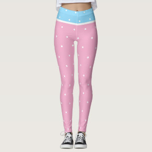 Legging Bolinhas brancas e azuis rosa