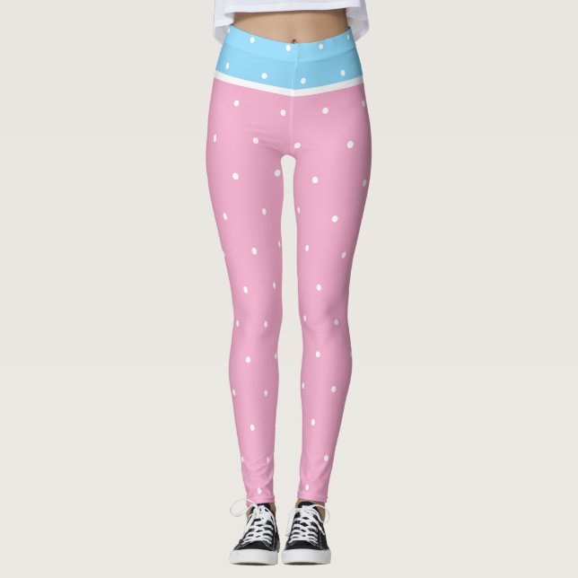 Legging Bolinhas brancas e azuis rosa (Frente)