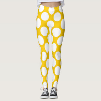Legging Bolinhas brancas grandes na tangerina amarelo