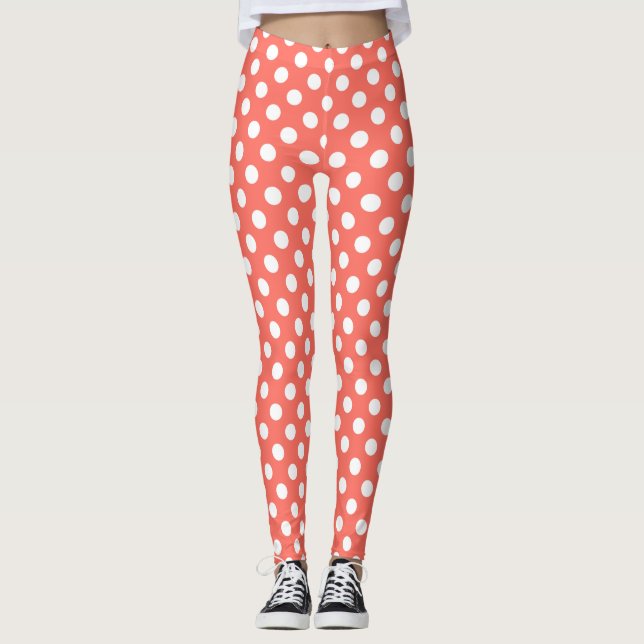 Legging Bolinhas brancas sobre corais vivos (Frente)