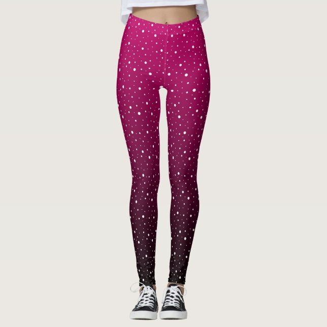 Legging Bolinhas brancas sobre o criminoso e o gradiente p (Frente)