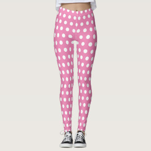 Legging Bolinhas chic rosa e branco