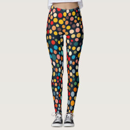 Legging Bolinhas Coloridas no Fundo Escuro
