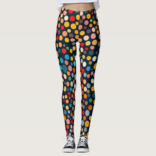 Legging Bolinhas Coloridas no Fundo Escuro (Frente)