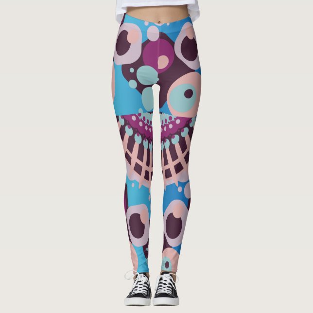 Legging Bolinhas Cor da bolha Abstrato Preto (Frente)