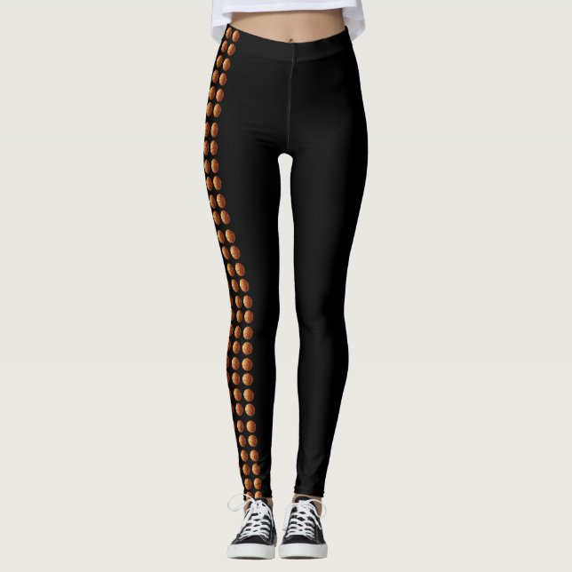 Legging Bolinhas De Chalé Laranja Na Costura Lateral, Pern (Frente)