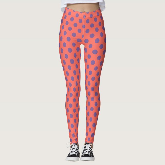 Legging Bolinhas de corais violetas e vivas (Frente)