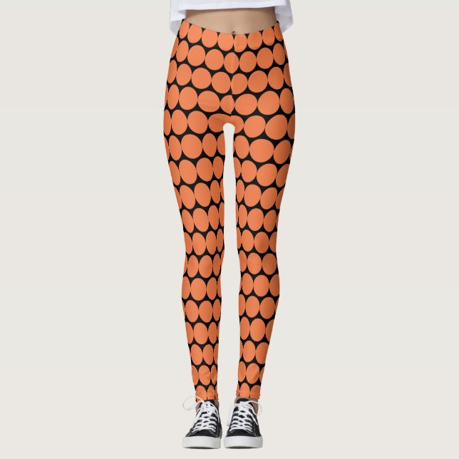 Legging BOLINHAS DE LARANJA, PERNAS DE MEIO Negra (Frente)