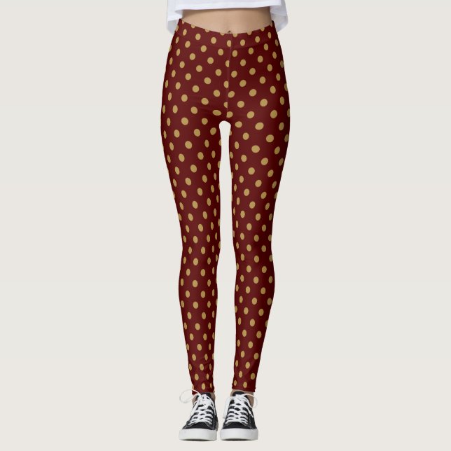 Legging Bolinhas de ouro festivas em vermelho (Frente)