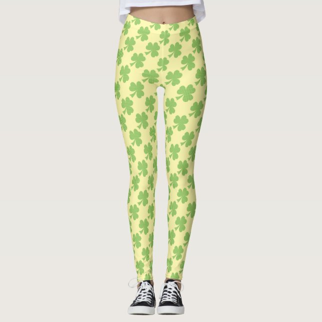 Legging Bolinhas de Shamrock verde. Amarelo do dia de Patr (Frente)
