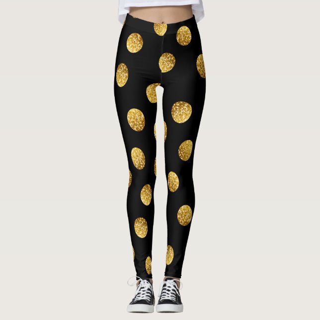 Legging Bolinhas Dourada: Sem Espuma. (Frente)