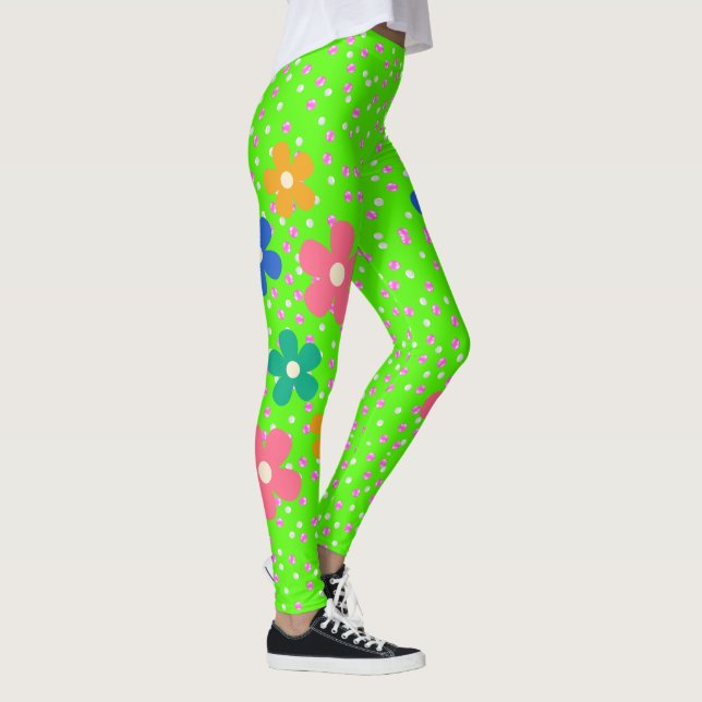 Legging Bolinhas e flores cor-de-rosa-claro (Direita)
