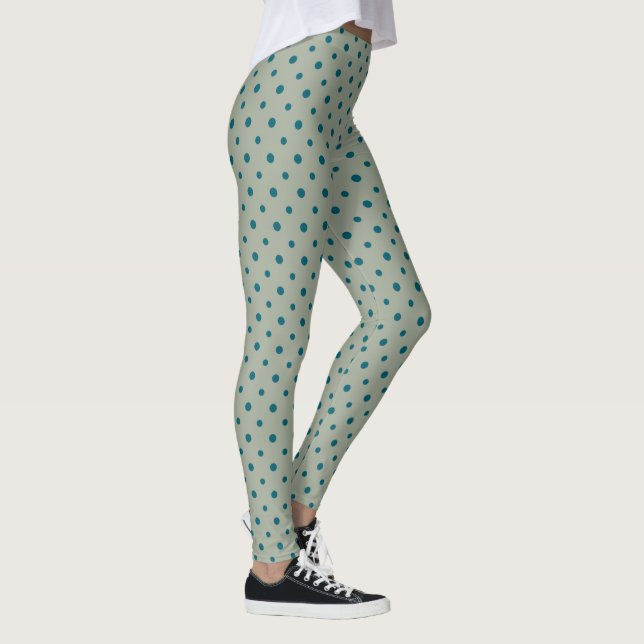 Legging Bolinhas grandes azuis do marinho em verde para pe (Direita)