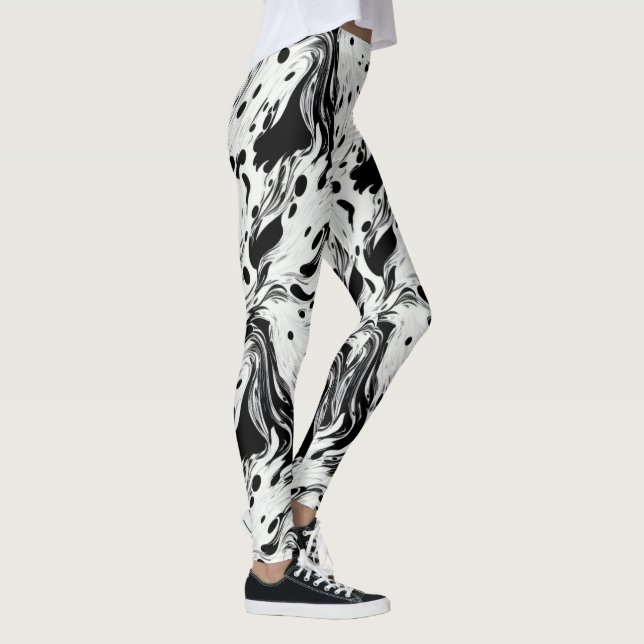 Legging Bolinhas Líquidas Insufláveis Pretas e Brancas (Direita)