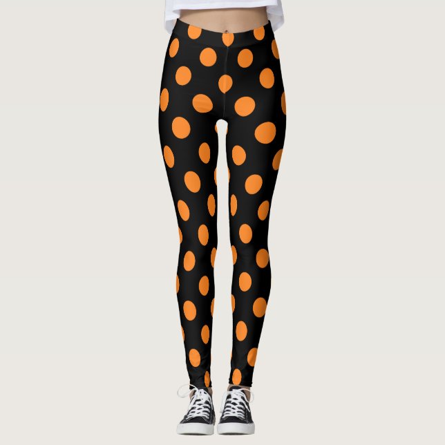 Legging Bolinhas Preta Laranja Halloween (Frente)