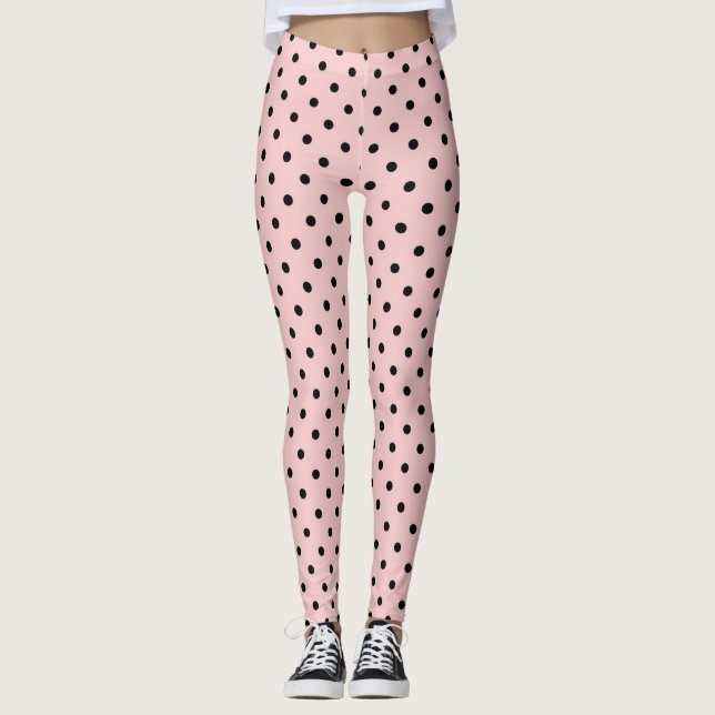 Legging Bolinhas preta rosa (Frente)