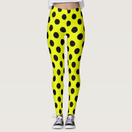 Legging Bolinhas Pretas Amarelas