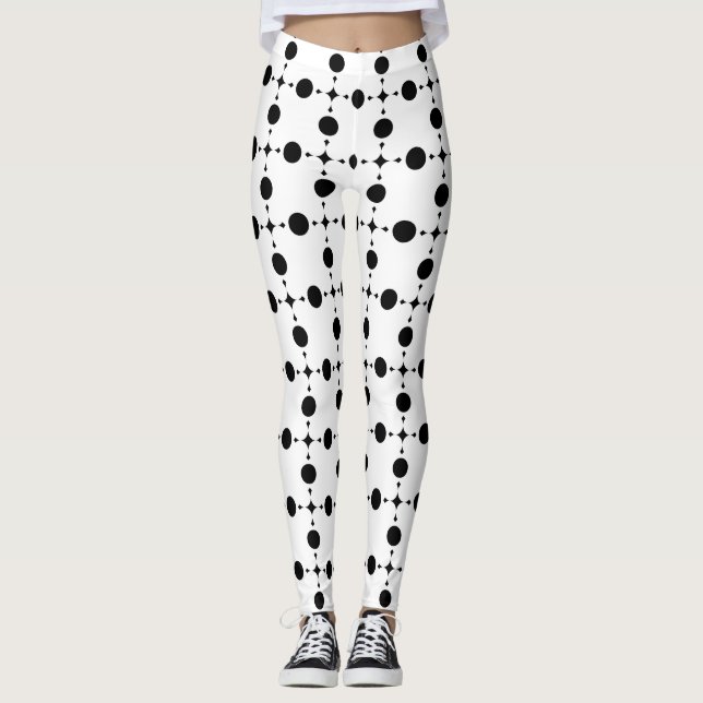 Legging Bolinhas Pretas, Padrão de Bolinhas, Pontos, Ponto (Frente)