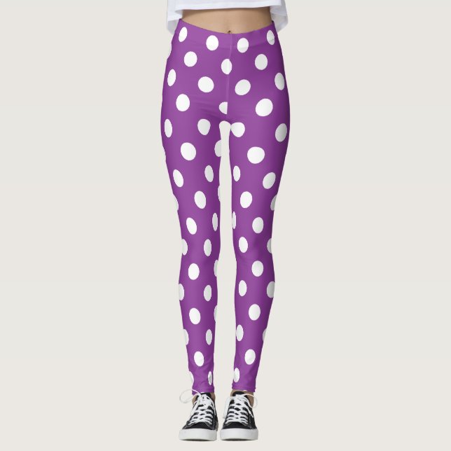 Legging Bolinhas roxas e brancas (Frente)