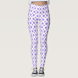 Legging Bolinhas roxas festivas em branco