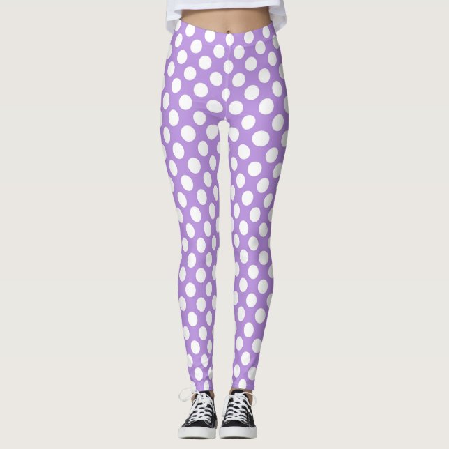 Legging Bolinhas Roxas, Padrão de Bolinhas, Pontos, Pontos (Frente)