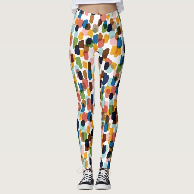 Legging Bolinhas: Tinta Mão Multicolorida. (Frente)