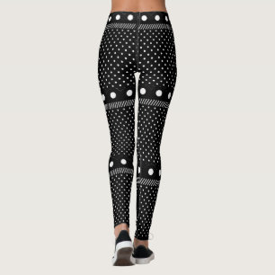 Legging Bolinhas traseira da borda branca e Rico