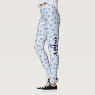 Legging Bolinhas Verde Roxo Personalizada