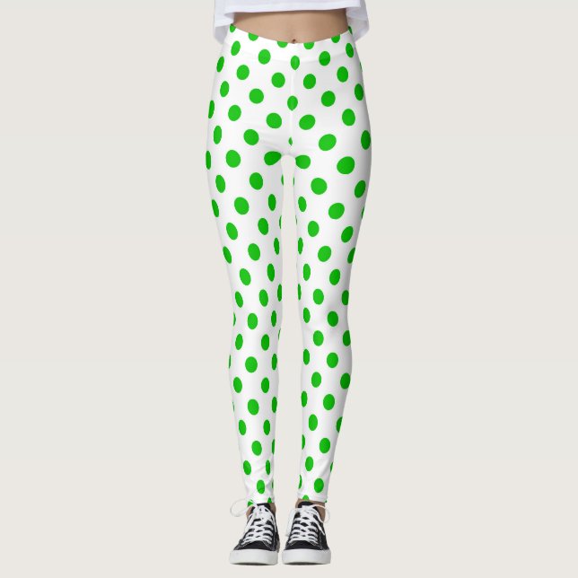 Legging Bolinhas verdes em fundo branco (Frente)
