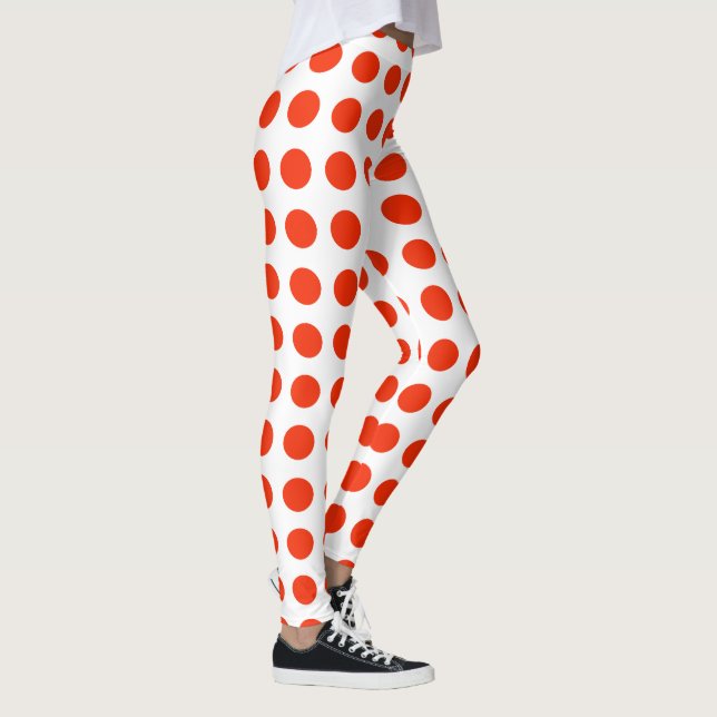 Legging Bolinhas Vermelhas Com Cor De Fundo Alterável, (Direita)