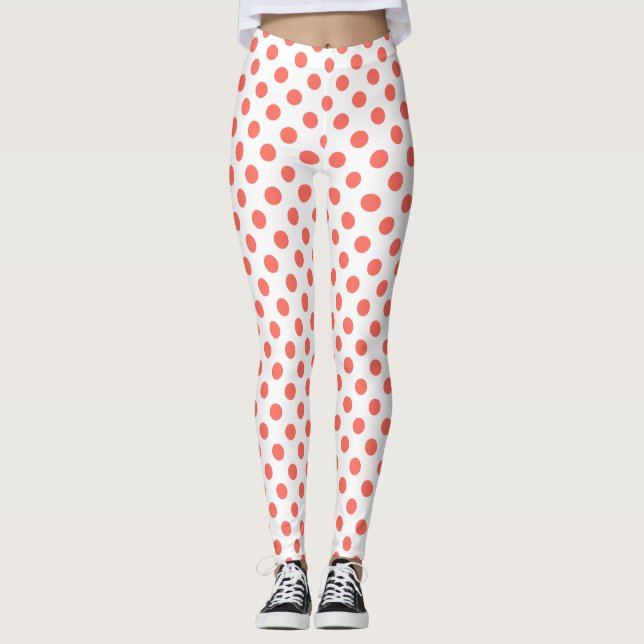 Legging Bolinhas vivas de corais em branco (Frente)