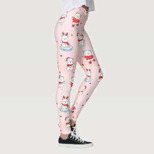 Legging Bom Feliz Natal Polar Bear Sem Costura Padrão