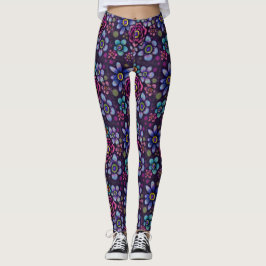 Legging Boneca Gótica Floral Escuro Com Botões Impressão