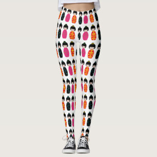 Legging Bonecas tradicionais Kokeshi Geisha