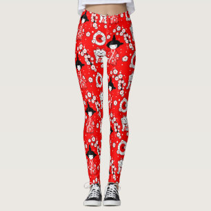 Legging Bonecos Japoneses - Gatos Kokeshi e Maneki Neko