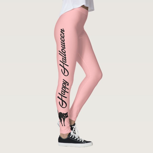Legging Bonita Negra-Rosa-Rosa-Rosa-Gato-de-Manchas-Palavr (Direita)