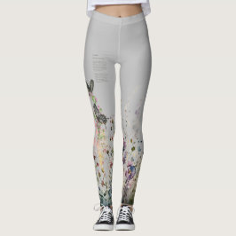 Legging Bonitas Borboletas De Rosa De Ceilão Pintadas À Mã