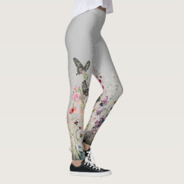 Legging Bonitas Borboletas De Rosa De Ceilão Pintadas À Mã