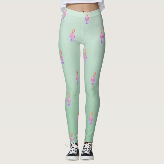 Legging Bonito Adorável Moderno, Chave Violina (Frente)