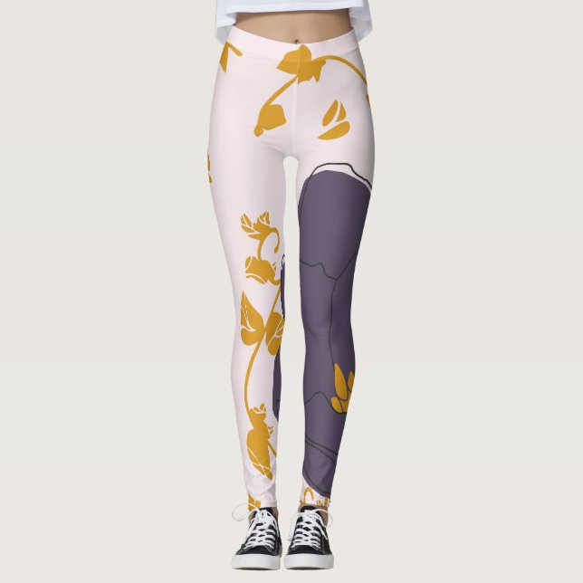 Legging Bonito aquarela Púrpura cor-de-rosa (Frente)