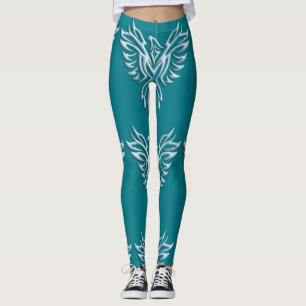 Legging Bonito aspecto metálico azul-gelo em Fênix em Teal