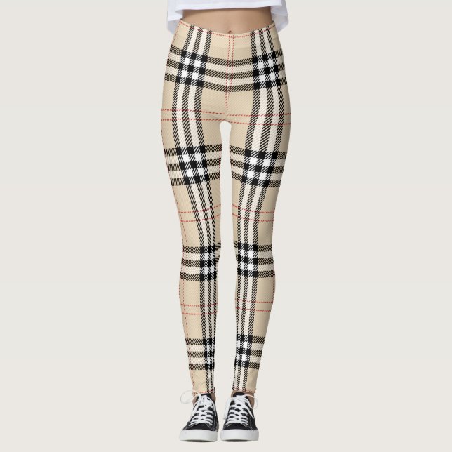 Legging Bonito Beige Xadrez Tartan (Frente)