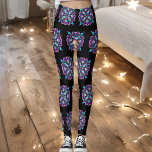 Legging Bonito Colorida Roxo Mandala Mística<br><div class="desc">Leggings bonito de mandala pretas,  azuis,  roxas,  vermelhas,  amarelas e turquesas. Desenho a mão.</div>