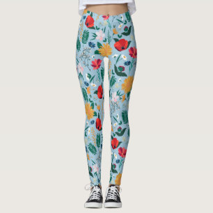Legging Bonito Cor Selvagem, Design Azul Claro